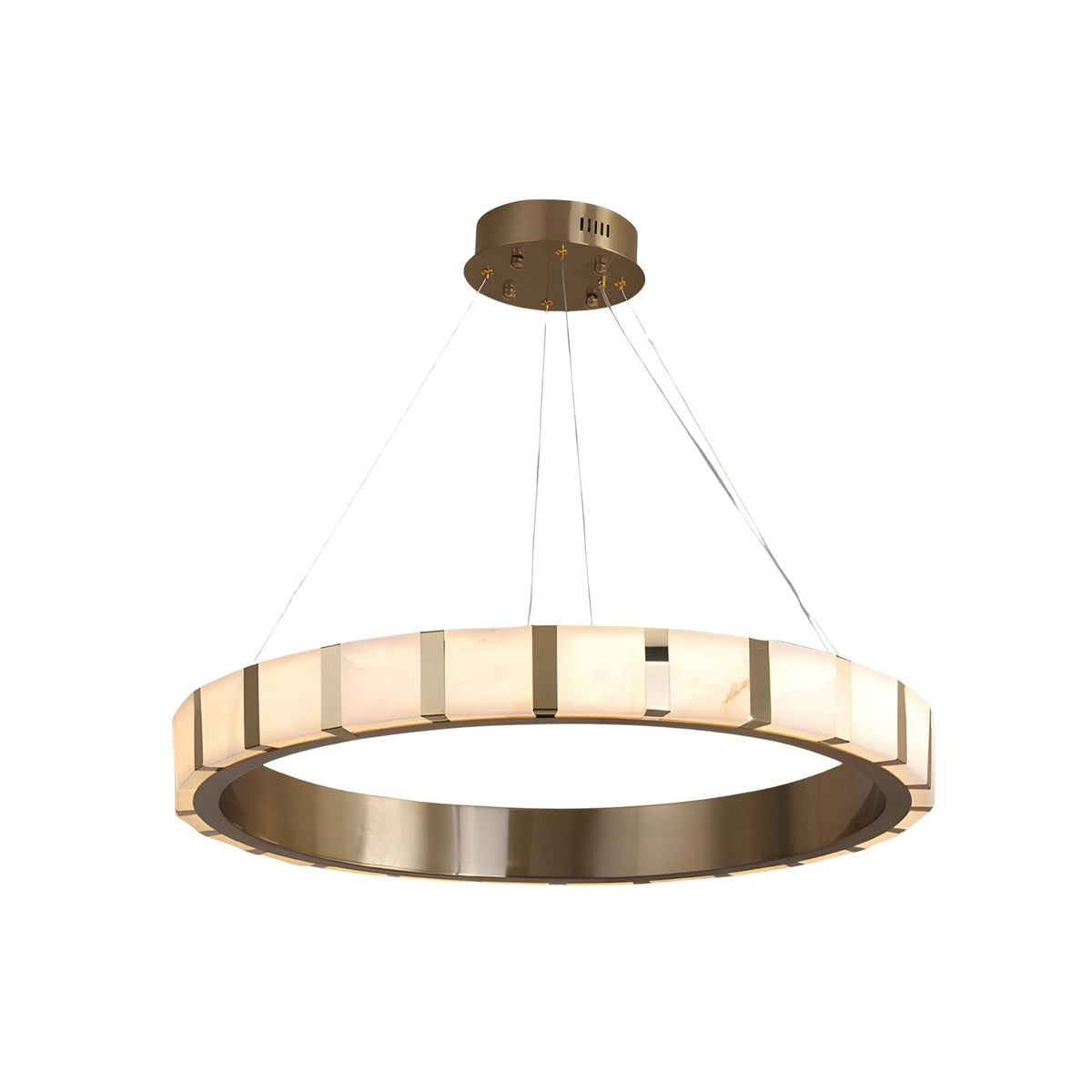 Strata LED Alabaster Ring Chandelier 800mm - Copper
