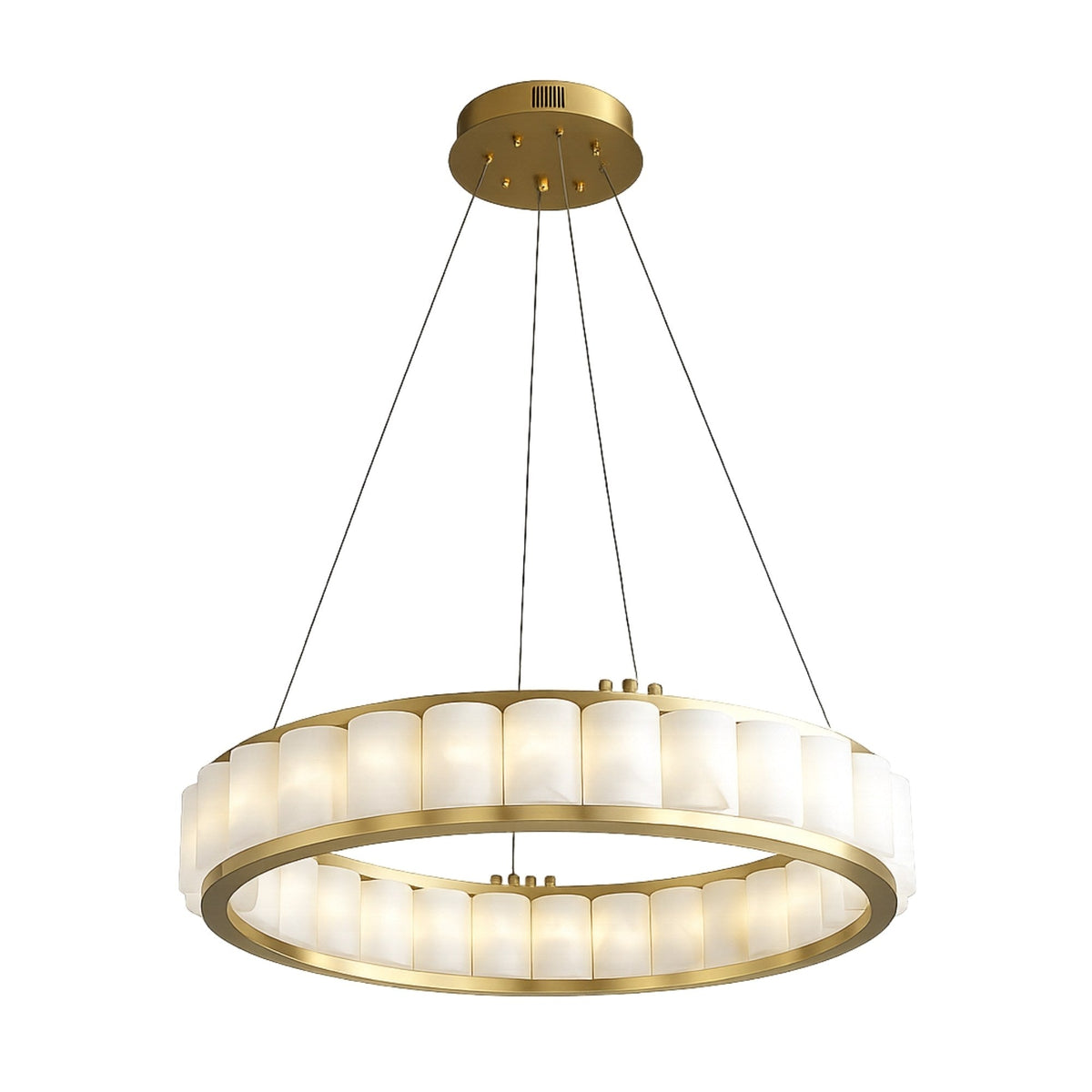 Orion 36 Light Ring Alabaster Chandelier - Brushed Brass