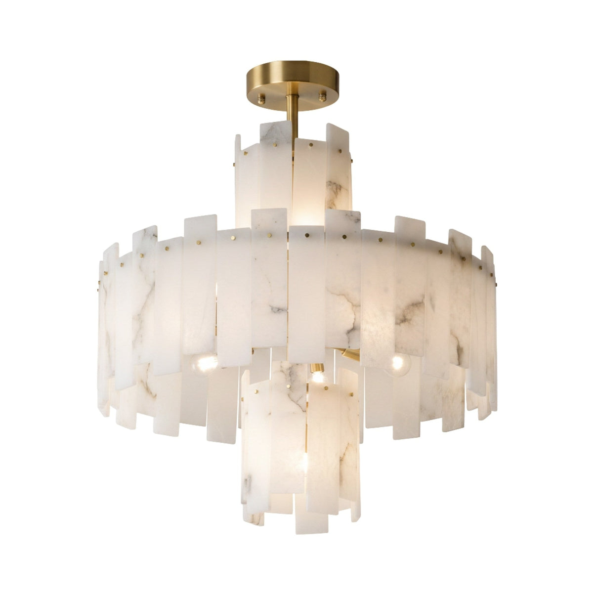 Zarelli 12 Light Large Interlocking Alabaster Chandelier - Soft White & Brass