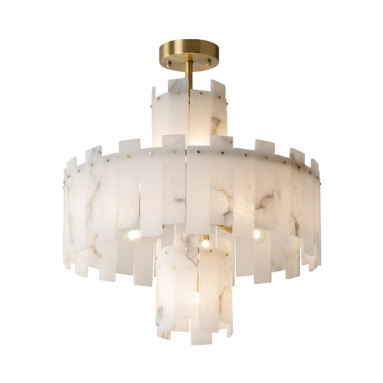 Zarelli 12 Light Large Interlocking Alabaster Chandelier - Soft White & Brass