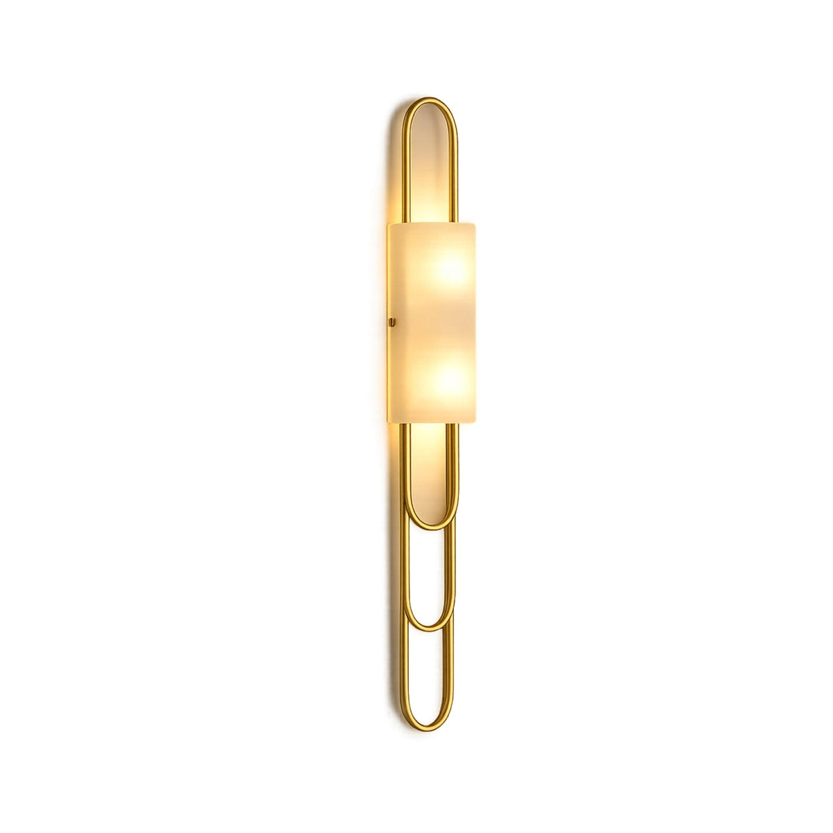 Catenis 2 Light Alabaster Wall Light Small - Brushed Brass