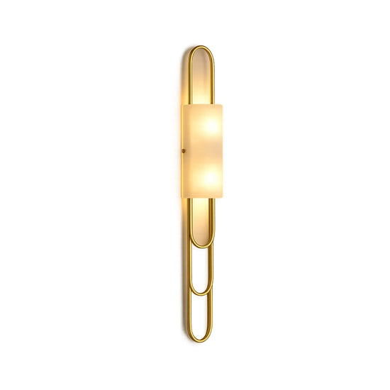 Catenis 2 Light Alabaster Wall Light Small - Brushed Brass