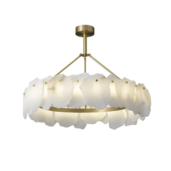Marvion LED Petal Alabaster Chandelier 800mm - Soft White & Brass