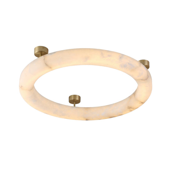 Orbis Large LED Alabaster Semi-Flush Ceiling Light - Brushed Brass