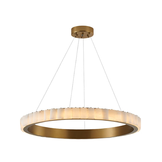 Lucenza LED Halo Ring Alabaster Chandelier 80cm - Brushed Brass