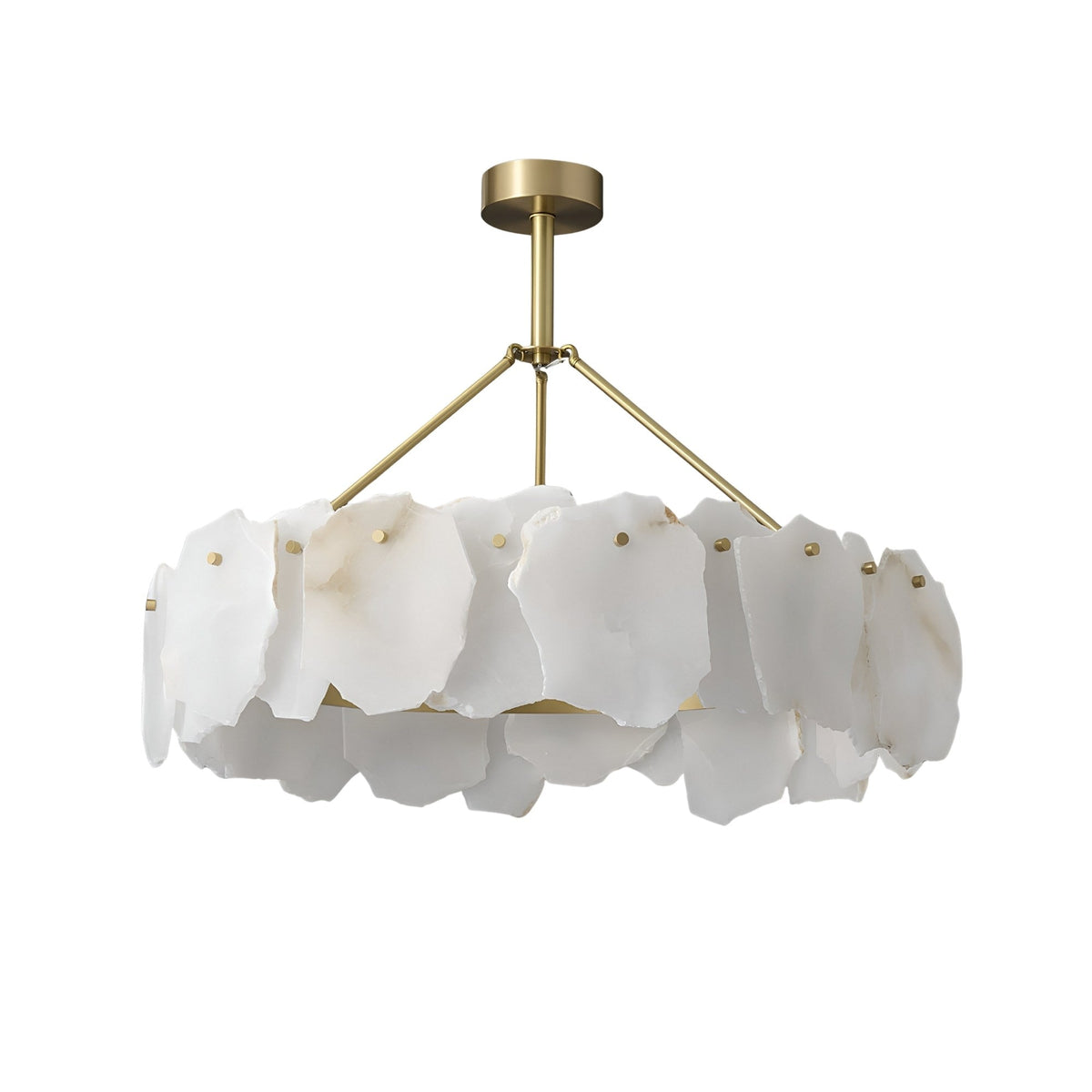 Marvion LED Petal Alabaster Chandelier 800mm - Soft White & Brass