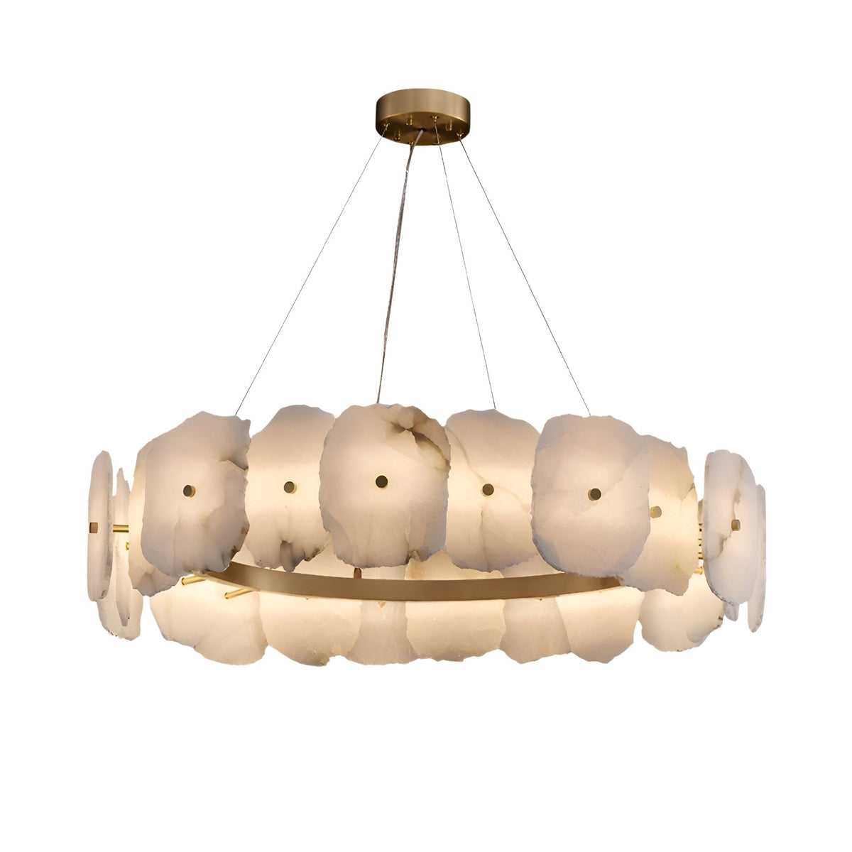 Solvane LED Petal Alabaster Chandelier 800mm - Brushed Brass