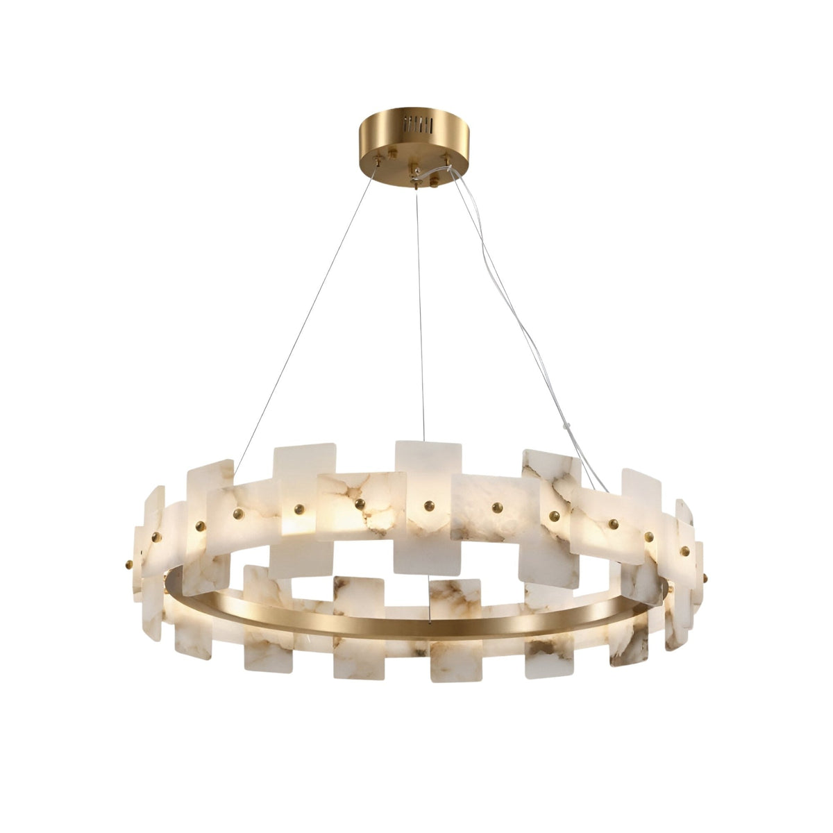 Ravion LED Panelled Alabaster Chandelier 800mm - Brass