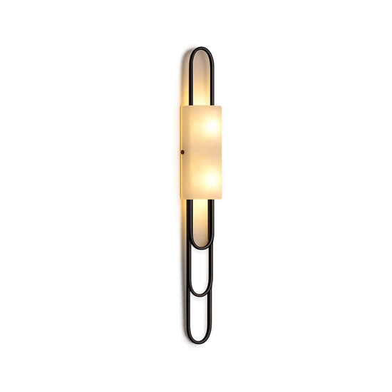 Catenis 2 Light Small Alabaster Wall Light - Matt Black & Soft White