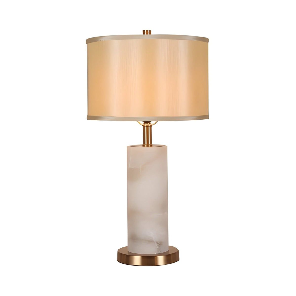 Calynor 1 Light Column Alabaster Table Lamp - Brass & Soft White
