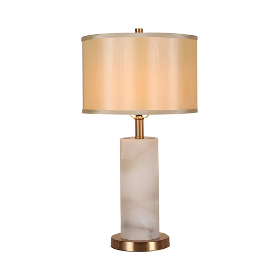 Calynor 1 Light Column Alabaster Table Lamp - Brass & Soft White