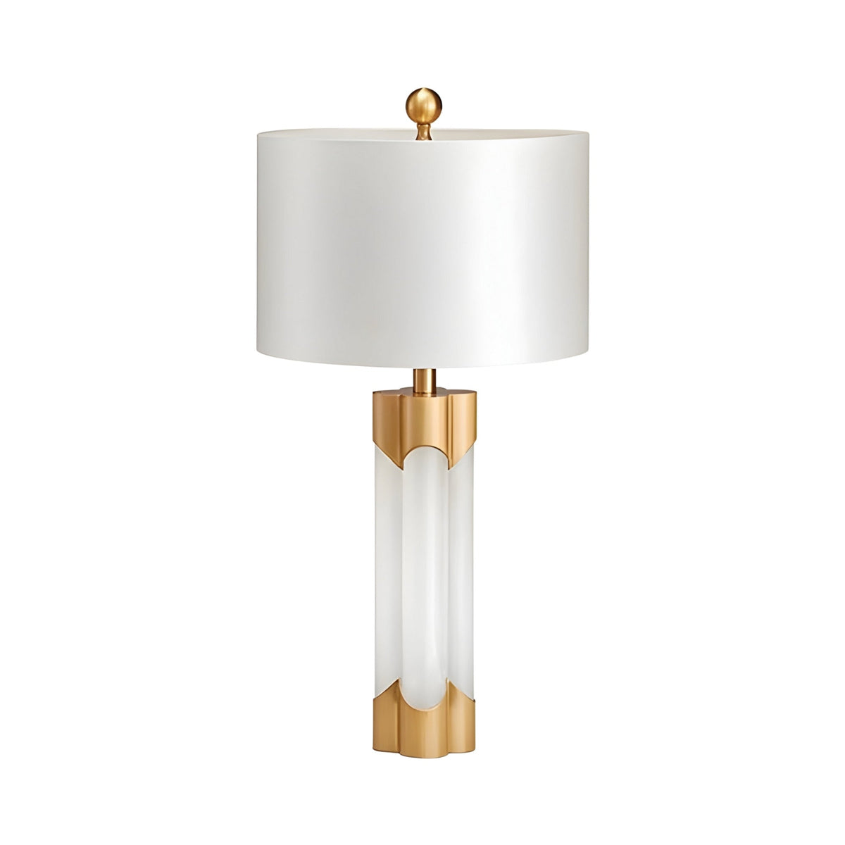 Lunivar Faceted Alabaster Column Table Lamp - Brass & White