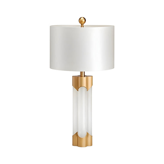 Lunivar Faceted Alabaster Column Table Lamp - Brass & White
