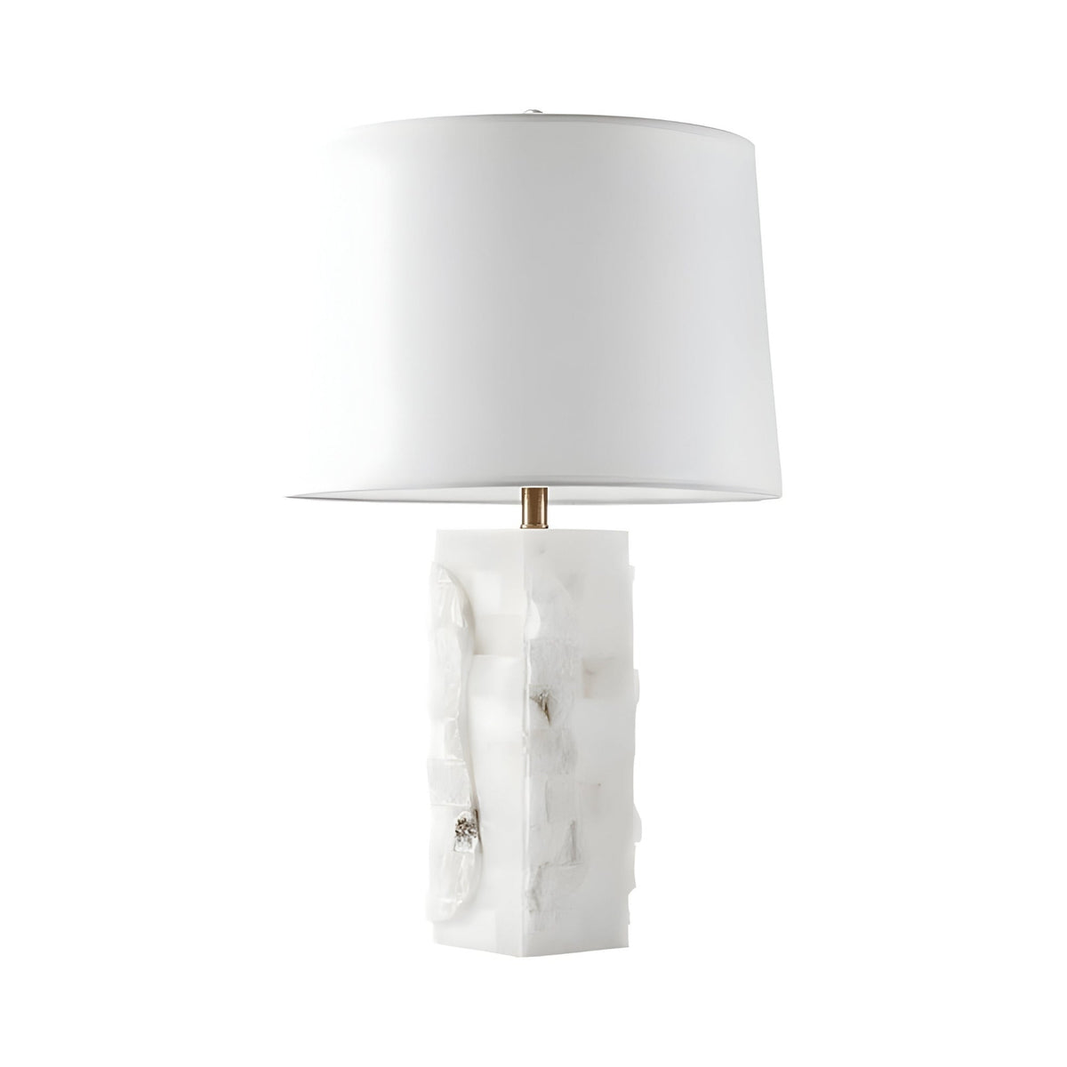 Kavryn Raw Cut Alabaster Table Lamp - Brass & White Shade