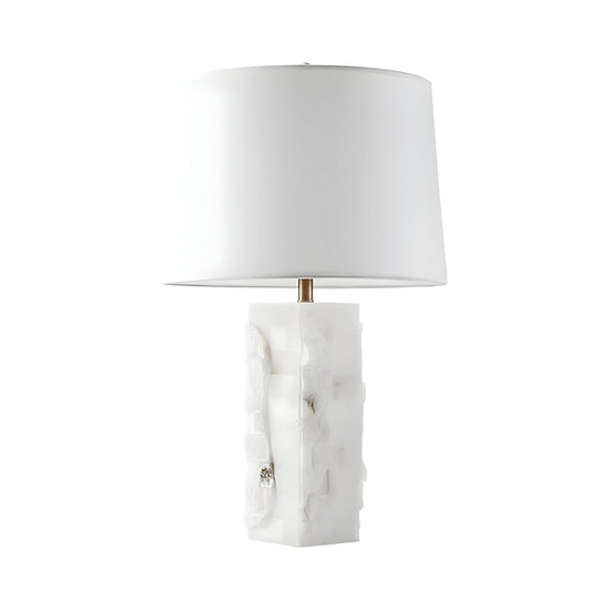 Kavryn Raw Cut Alabaster Table Lamp - Brass & White Shade