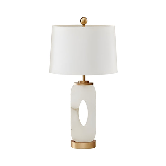 Elovier Carved Oval Alabaster Table Lamp - Brass & White