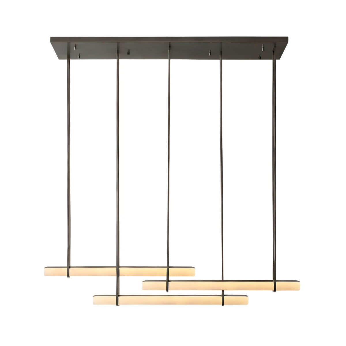 Selvara 3 Light Horizontal Alabaster Linear Chandelier - Matt Black