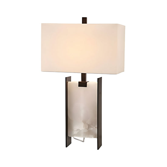 Valcera Alabaster Table Lamp - Black Frame & White Shade