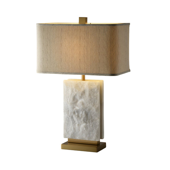 Axis 1 Light Alabaster Table Lamp - Brass & Soft White