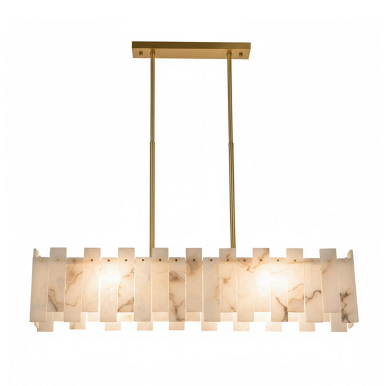 Zarelli 8 Light Interlocking Alabaster Linear Chandelier - Brass