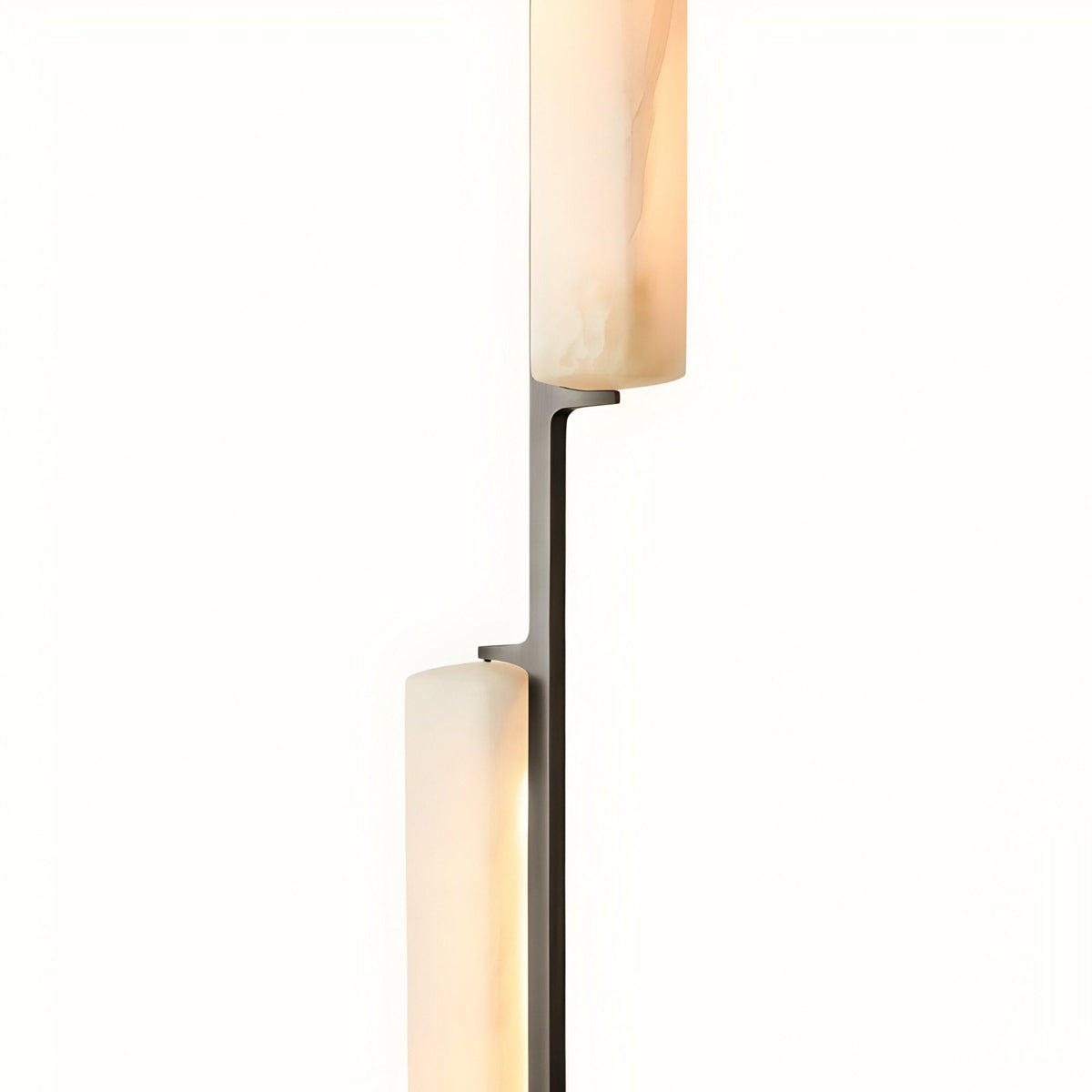 Selvara LED Vertical Duo Alabaster Pendant Light - Matt Black