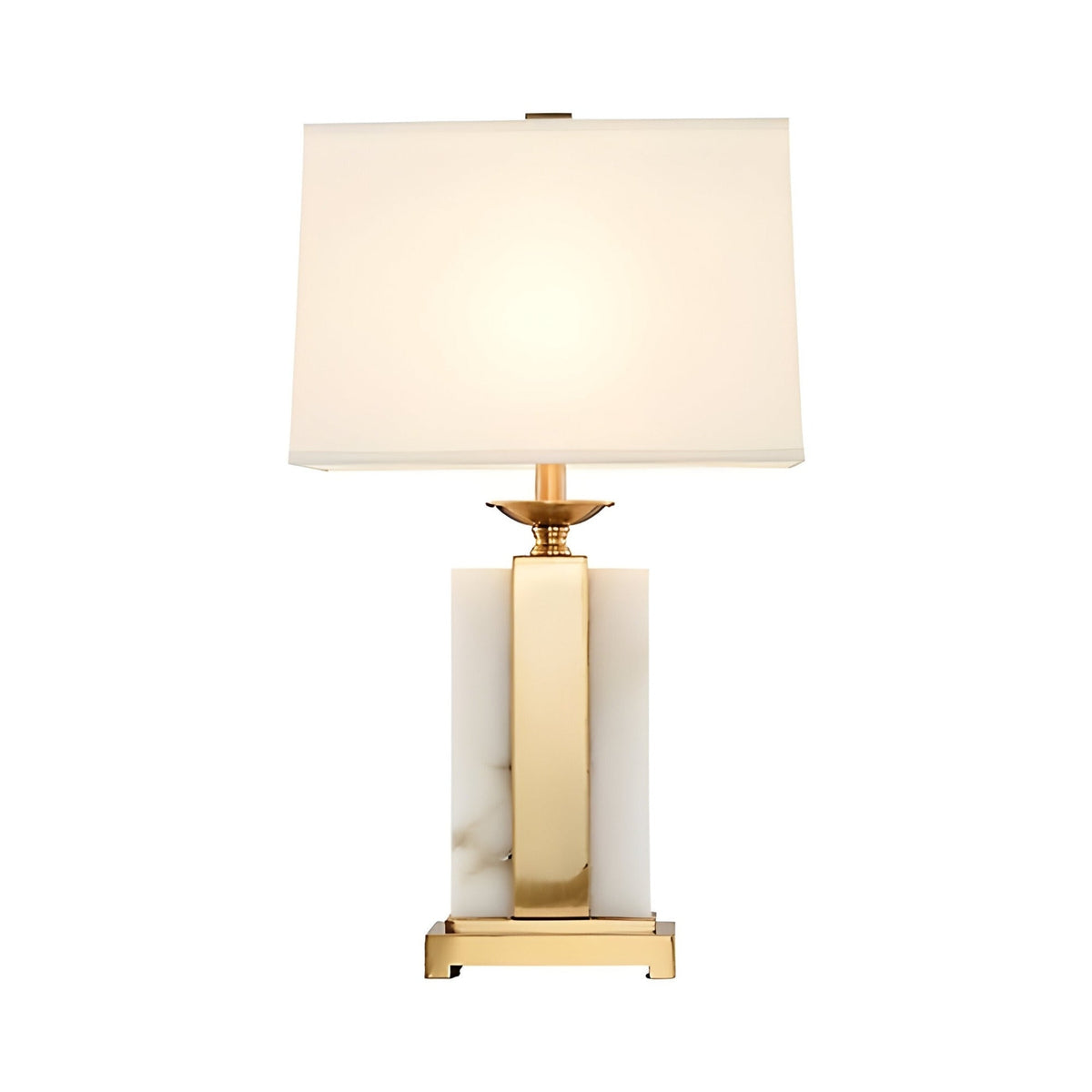 Chandor Alabaster Table Lamp - Brass with White Shade