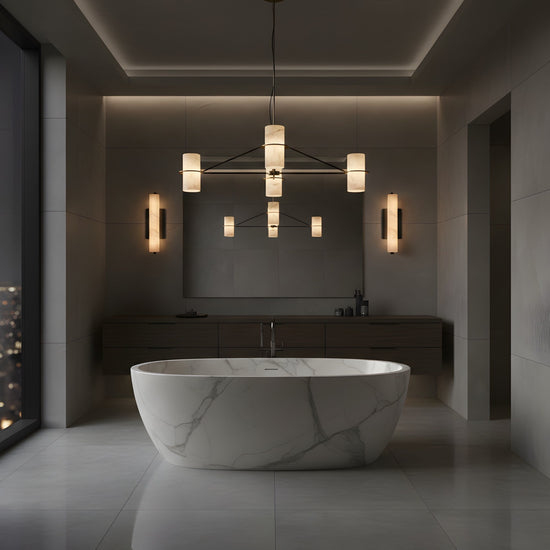 Selvara LED Small Alabaster Wall Light - Matt Black