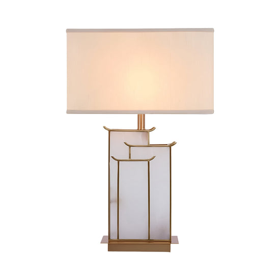 Veliora 1 Light Framed Alabaster Table Lamp - Brass & Soft White