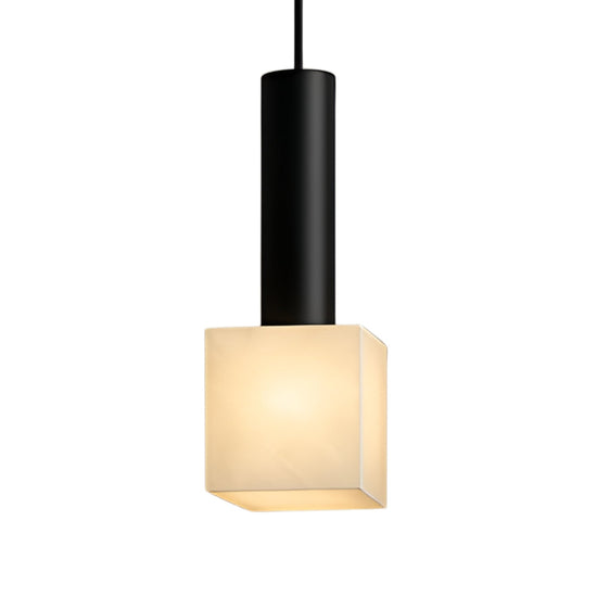 Norevia Cube Alabaster Pendant Light - Soft White & Matte Black