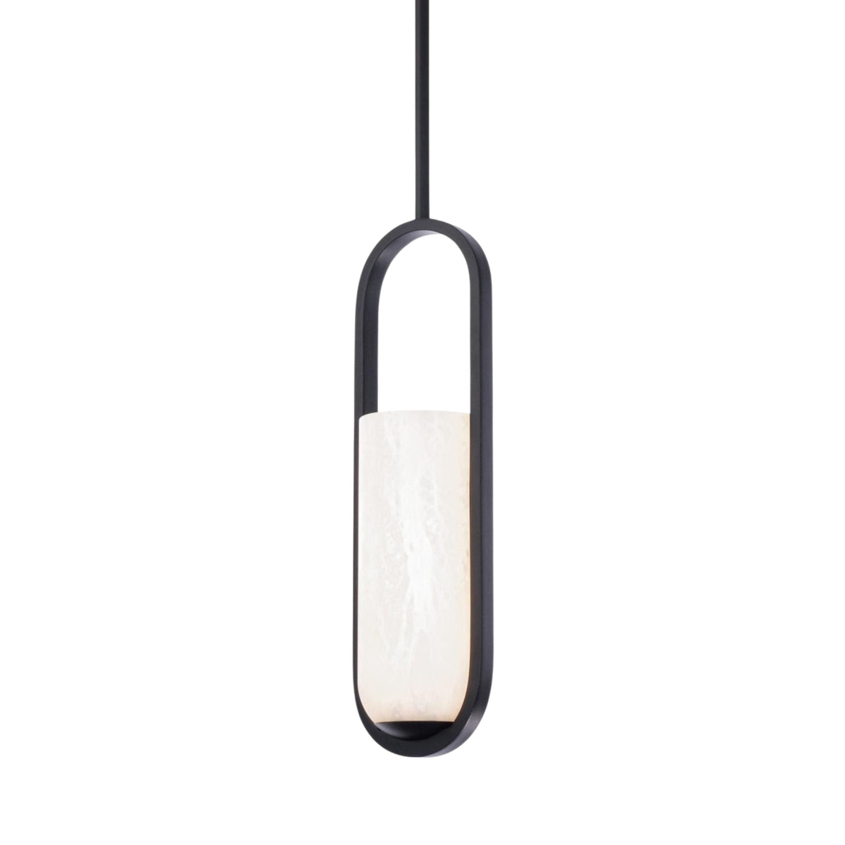 Eliona Capsule Alabaster Pendant Light - Matt Black