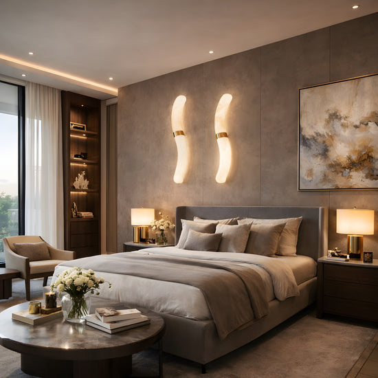 Aureli LED Curved Alabaster Wall Light - Brushed Brass