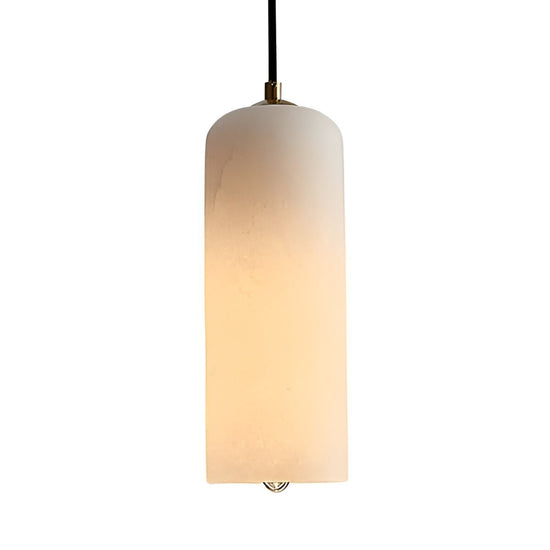 Velmora Slim Cylindrical Alabaster Pendant Light - Soft White & Brass