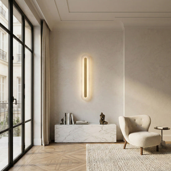 Averra LED Alabaster Wall Light 800mm - Soft White & Brass