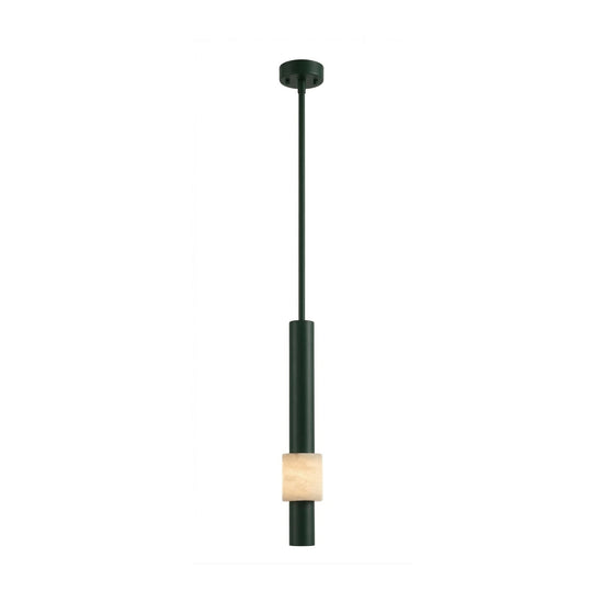 Solenne LED Alabaster Pendant Light - Dark Green & Polished Black
