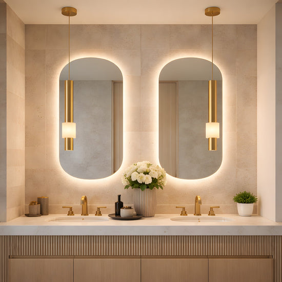 Solenne LED Alabaster Single Pendant Light - Brushed Brass