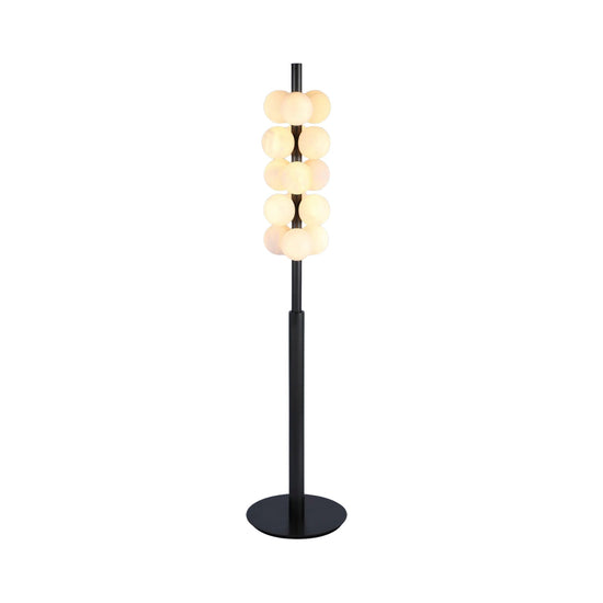 Varelle Stacked Alabaster Floor Lamp - Matte Black