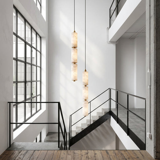 Ardent LED Alabaster Column Pendant Light - Brushed Brass