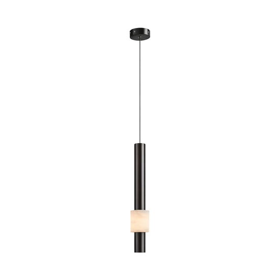 Solenne LED Alabaster Pendant Light - Polished Black & Alabaster