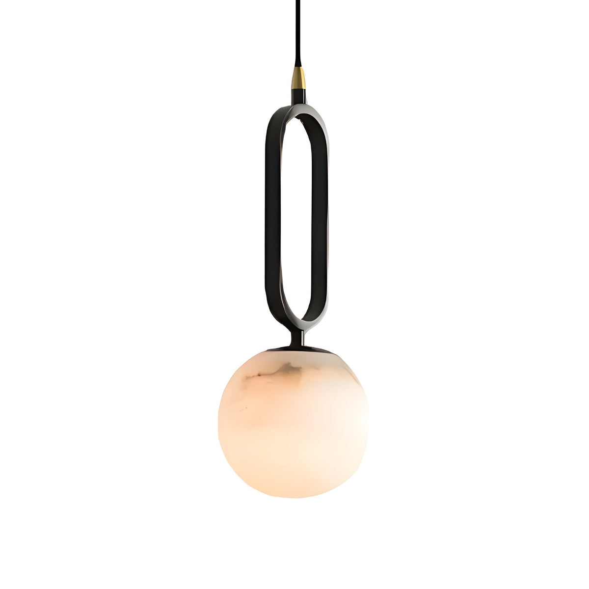 Orvyn Small Alabaster Globe Pendant Light - Matte Black