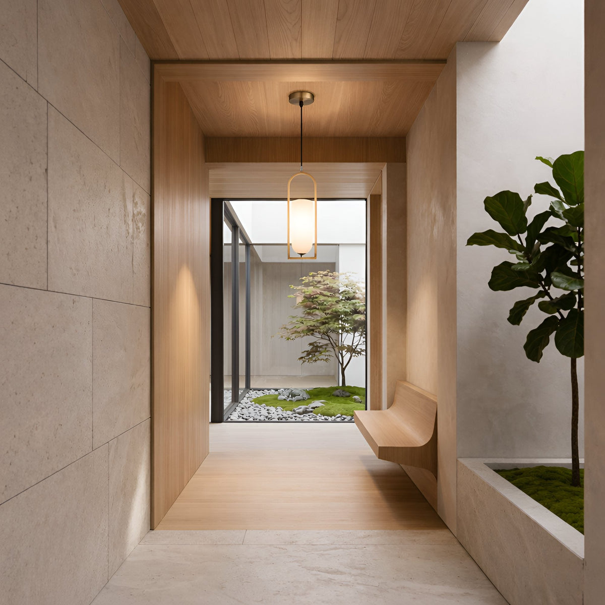 Arvion Slim Capsule Alabaster Pendant Light - Brushed Brass