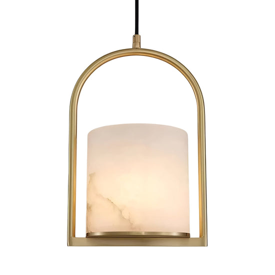 Halorin 1 Light Framed Alabaster Pendant Light - Brushed Brass