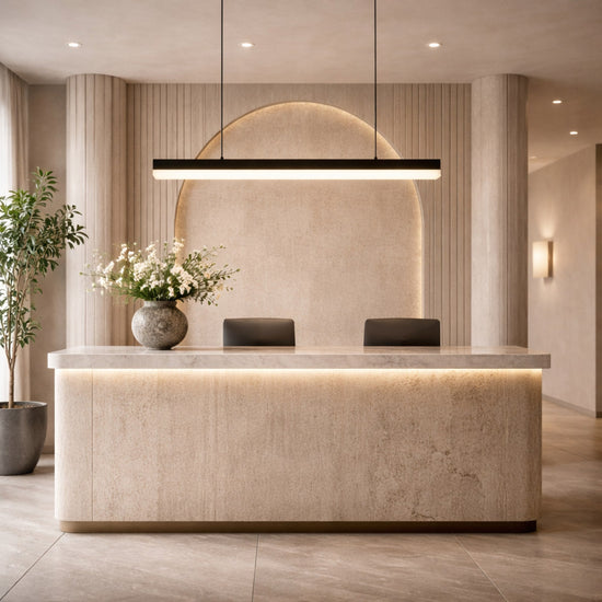 Linea LED Alabaster Linear Chandelier 800mm - Black & Soft White