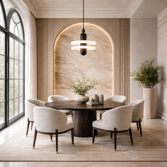 Nyxara LED Double Tiered Alabaster Pendant Light - Soft White & Black