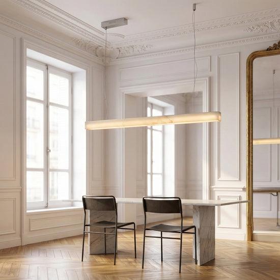Alba Large Alabaster Linear Chandelier - Soft White