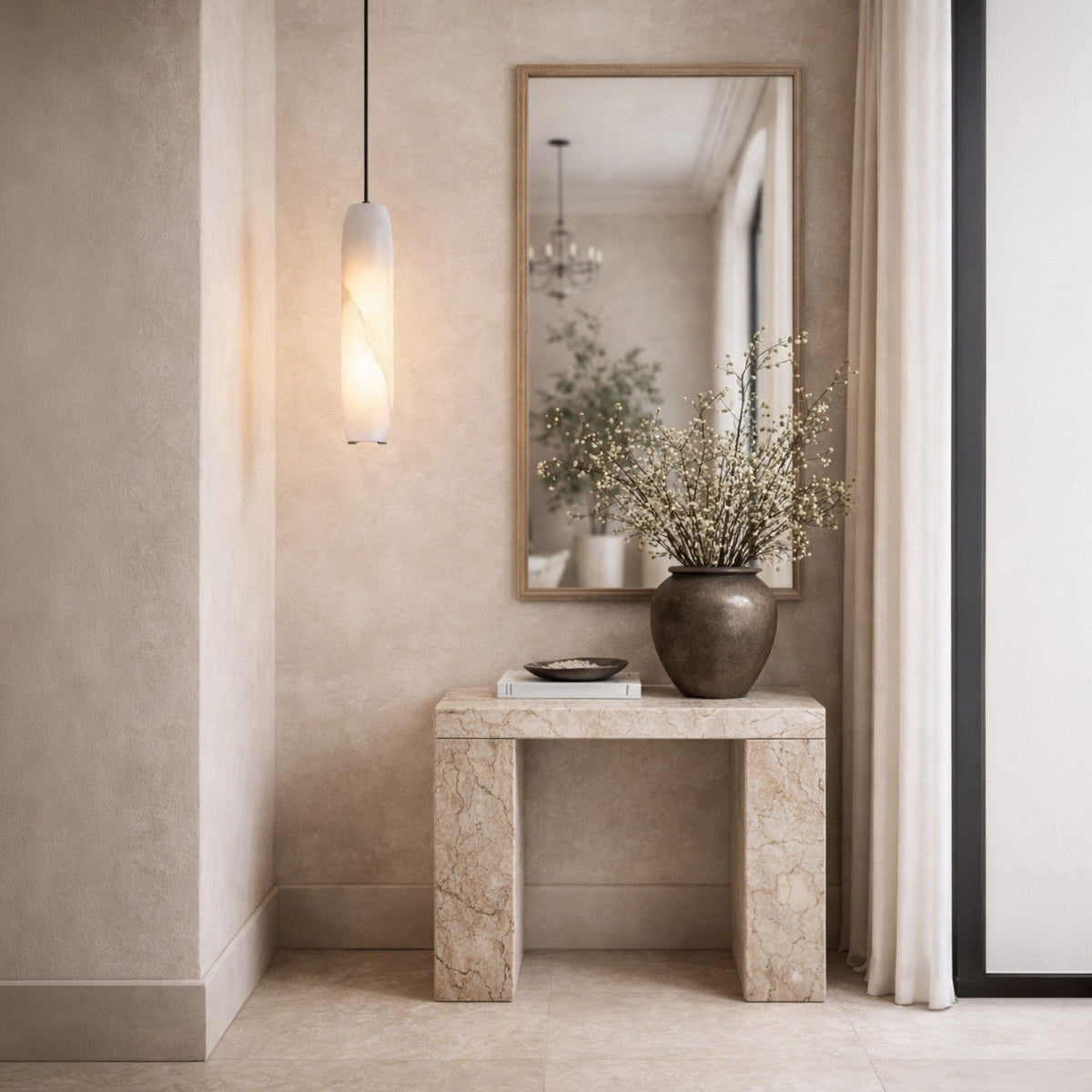 Vireth Cylinder Alabaster Pendant Light