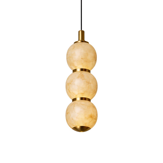 Lumina 3 Light Orb Alabaster Chandelier - Soft White & Brass