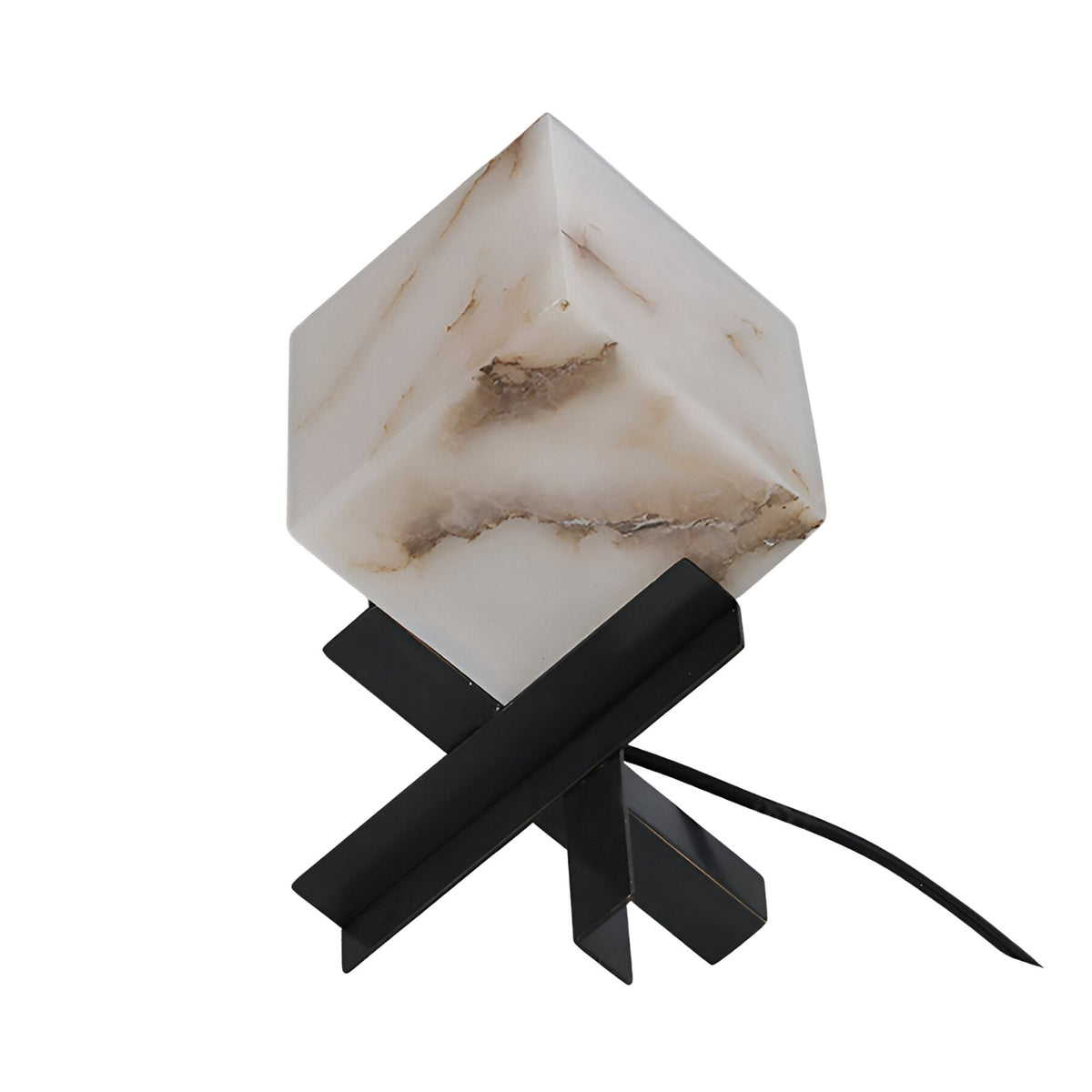 Kalythra Faceted Alabaster Table Lamp - Soft White & Matte Black