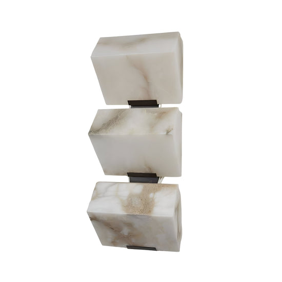 Glorina LED Stacked Alabaster Wall Light - Matt Black