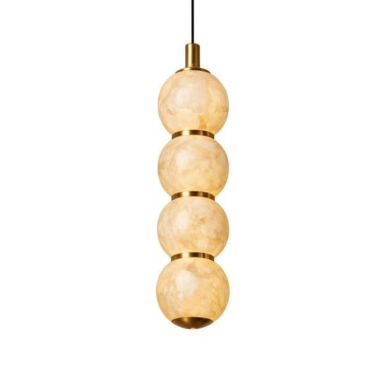 Lumina 4 Light Orb Alabaster Chandelier - Soft White & Brass
