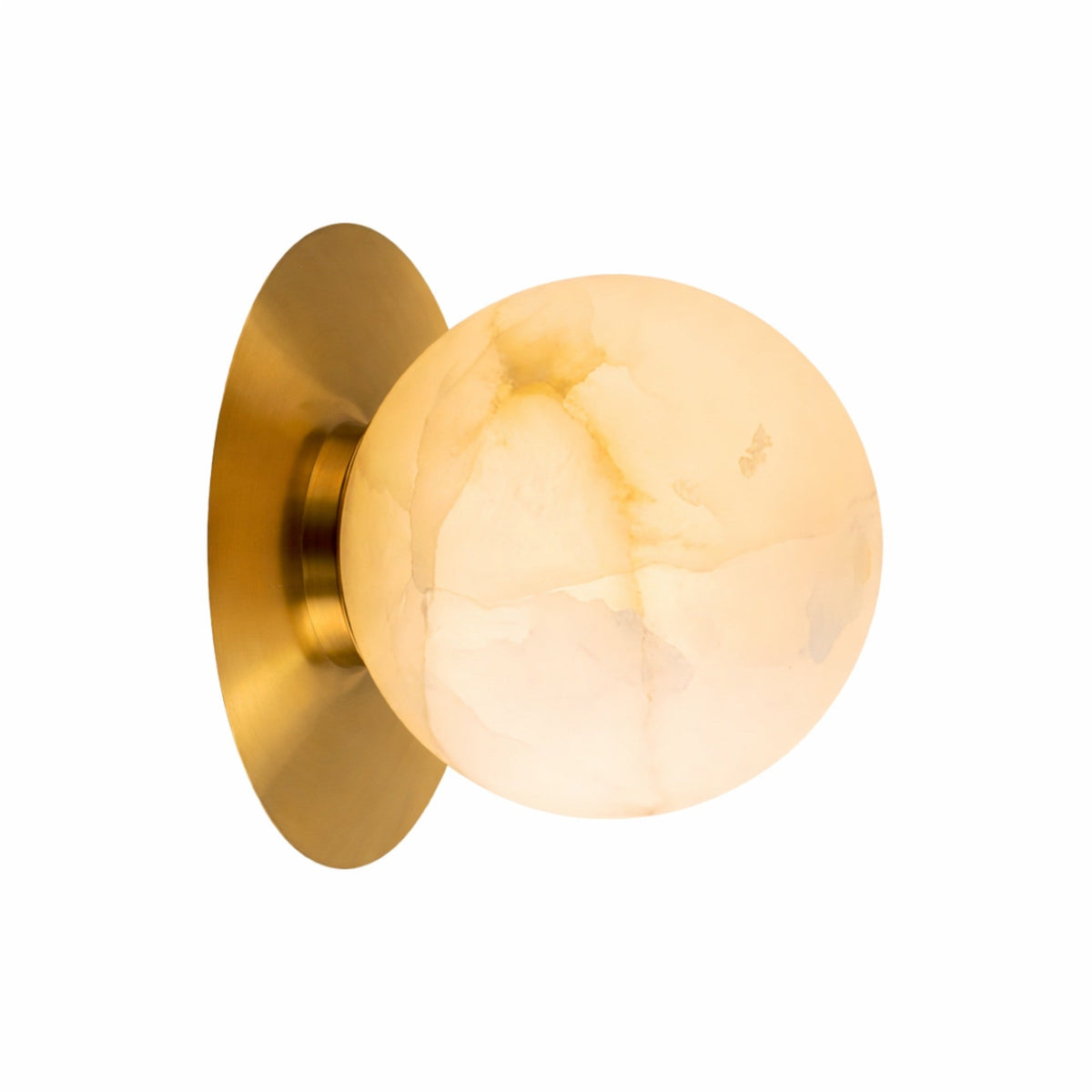 Noctyra 1 Light Alabaster Wall Light - Brushed Brass